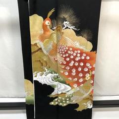 専用C428正絹　黒留袖　比翼付　五つ紋　孔雀　寿光織　着物 訳あり】正絹 孔雀 刺繍 金銀糸 比翼付き 黒留袖4点セット