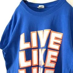 ギルダン LIVE LIKE LINE Tシャツ ブルー 青 古着