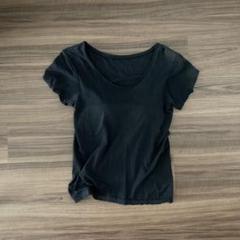 無印良品　フレンチスリーブ　カップ付きインナー　半袖Tシャツ　ブラック　サイズM