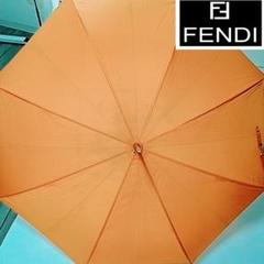 超美品 フェンディ 晴雨兼用 長傘 日傘 ズッカ柄 オレンジ色 竹