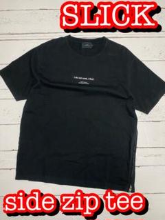 SLICK スリック サイドジップロゴプリントTシャツ　黒のサムネイル