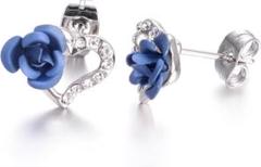 薔薇 ピアス バラ ピアス 花 18金 ピアス ジルコニアCZ