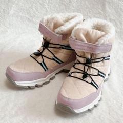 スノーブーツ 雪遊び ショートブーツ マジックテープ ジュニア 25.5cm