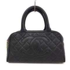 良品 CHANEL シャネル ココマーク キャビアスキン レザー ハンドバッグ