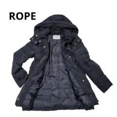ROPE ロペ　ダウンコート　ジャケット　黒　ブラック セール】 【フード取り外し可能】フーデットミドル丈ダウン