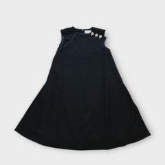 【美品】ロージーモンスター ノースリーブフレアワンピース 肩ボタン ステッチ 黒