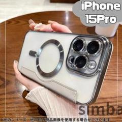 iPhone 15 Pro ケース 手帳型 グレー レザー調 カード収納 韓国