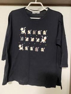 新品　発泡プリント 猫Tシャツ 小さなロマンス