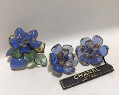 CHANEL 1999年秋コレクション　ブローチ・イヤリングセット 幻☆極希少 シャネル グリポア社製 硝子花 ブローチ＆イヤリング