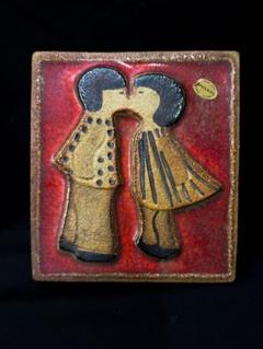 絵画　陶器の壁掛け　KISS ビンテージ　レトロ　スーホルム 絵画陶器の壁掛けKISS ビンテージレトロスーホルム