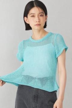 安い 半袖ニット アクアブルー M メルカリ - 透かし編み トップス