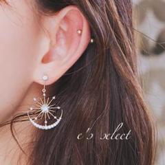 ロマンティックムーンピアス⭐︎アンティーク ゴールド czダイヤ