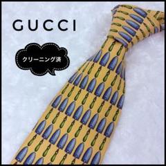 グッチ GUCCI ネクタイ スコップ柄 イエロー系 シルク100% イタリア製