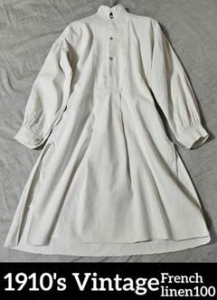 【1910's Vintage】 フレンチリネン スモック ワンピース 美品