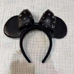 (値下げ)黒いミッキー耳ヘアバンド スタッズ付き