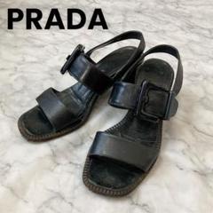 PRADA プラダ ストラップ サンダル 35.5 22.5cm ブラック 黒