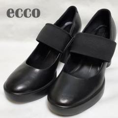 ecco エコー パンプス ブラック レザー 太ヒール アーモンドトゥ 38 ECCO Dress Classic 35 ウィメンズ レザーブロックヒール