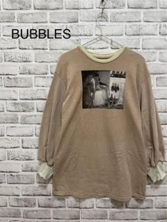 BUBBLES プリント長袖 Tシャツ ロンt カットソー F
