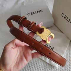 CELINE ベージュレザーベルト ゴールドバックル 75 CELINE ベージュレザー ベルト ゴールドバックル75 - メルカリ