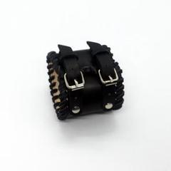 レザー カフブレスレット バングル 二重ベルト 本革 メンズ ハンドメイド