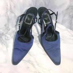 【美品or送料無料】ChristianDior 23.5cm サンダル ネイビー