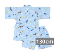 新品　男の子　甚平 カブト虫　くわがた　130cmサックス　 綿100%
