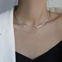 爆売✨2連 高品質 サージカルステンレス スネークチェーン シルバーネックレス