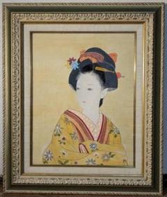 【真作】掛軸　艶やかな舞姿　日本美を映す美人画　伝統衣装の舞妓　Q62 真作】掛軸 艶やかな舞姿 日本美を映す美人画 伝統衣装の舞妓 Q62