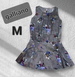 美品★galliano　 花柄　シルク100%　ノースリーブワンピース　 M