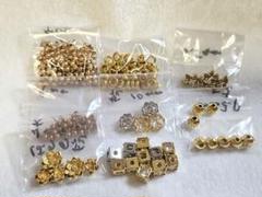 おまとめ 金属パーツ 7種類⭐丸粒 リング ジルコニア付きパーツ