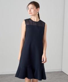 未使用級 近年物 ANAYI 刺繍ワンピース 膝丈 ネイビー