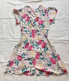 美品｜ピンク花柄ワンピース｜半袖｜130｜軽やか素材で春夏に最適