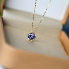 173N【ギフト箱無料】ネックレス　タンザナイト　繊細　S925　K18ゴールド
