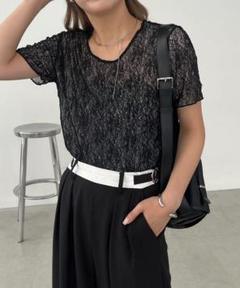 新品 CAPRICIEUX LE'MAGE 1枚で二役 レースリバ半袖Tシャツ