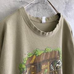 古着 アメリカ輸入 プリント Tシャツ 半袖 アースカラー レトロ アート