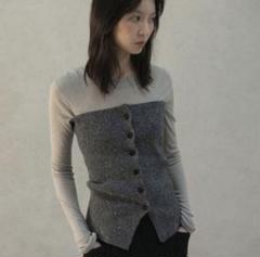 トップス OHOTORO Mixed Tube Knit charcoal OHOTORO Mixed Tube Knit charcoal トップス