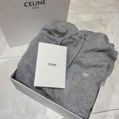 【未使用/BOX付き】CELINE パーカー トリオンフ刺繍ロゴ M カシミヤ混 未使用/BOX付き】CELINE パーカー トリオンフ刺繍ロゴ M