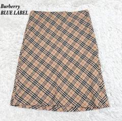 バーバリーブルーレーベル ノバチェックスカート ホースロゴ 三