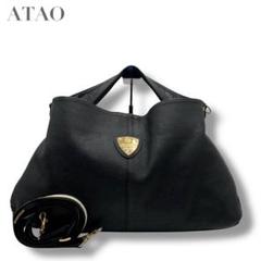 美品✨アタオ エルヴィ 2way ショルダーバッグ ハンドバッグ レザー 黒