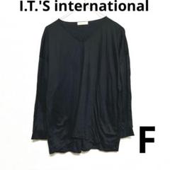 I.T.'S international Tシャツ七分袖　Ｖネック　ブラック