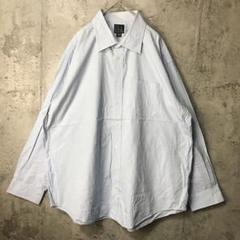 Y4331古着　シャツ　長袖　ストライプ　水色　90s Y2K