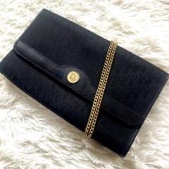 Cristian Dior トロッター ショルダーバッグ ゴールドチェーン 黒