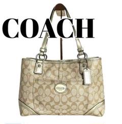Coach ベージュ ロゴ柄 ハンドバッグ 未使用】Coach ベージュ ロゴ柄 トートバッグ - メルカリ