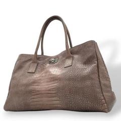 フルラ　ハンドバッグ　クロコ型押し　レザー　FURLA　グレージュ　s60