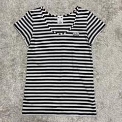 まとの様専用 x-girl エックスガール ストレッチボーダーTシャツ 白×黒のサムネイル