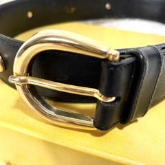 セリーヌ CELINE ベルト 馬車金具 ゴールド ブラック 70 レディース