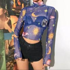 ムーン 惑星 星座 シースルートップス ブルー 青
