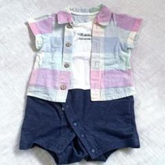 【branshes】シャツ風半袖ロンパース70