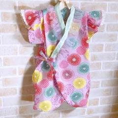 ✳︎ベビー甚平ロンパースタイプ✳︎80サイズ✳︎コサージュセット✳︎紫陽花フリル✳︎