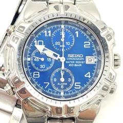 ジャンク　SEIKO 7T32-6K40 クロノグラフ クオーツ ブルー文字盤 Yahoo!オークション - SEIKO セイコー QZ クォーツ 7T32-6K40